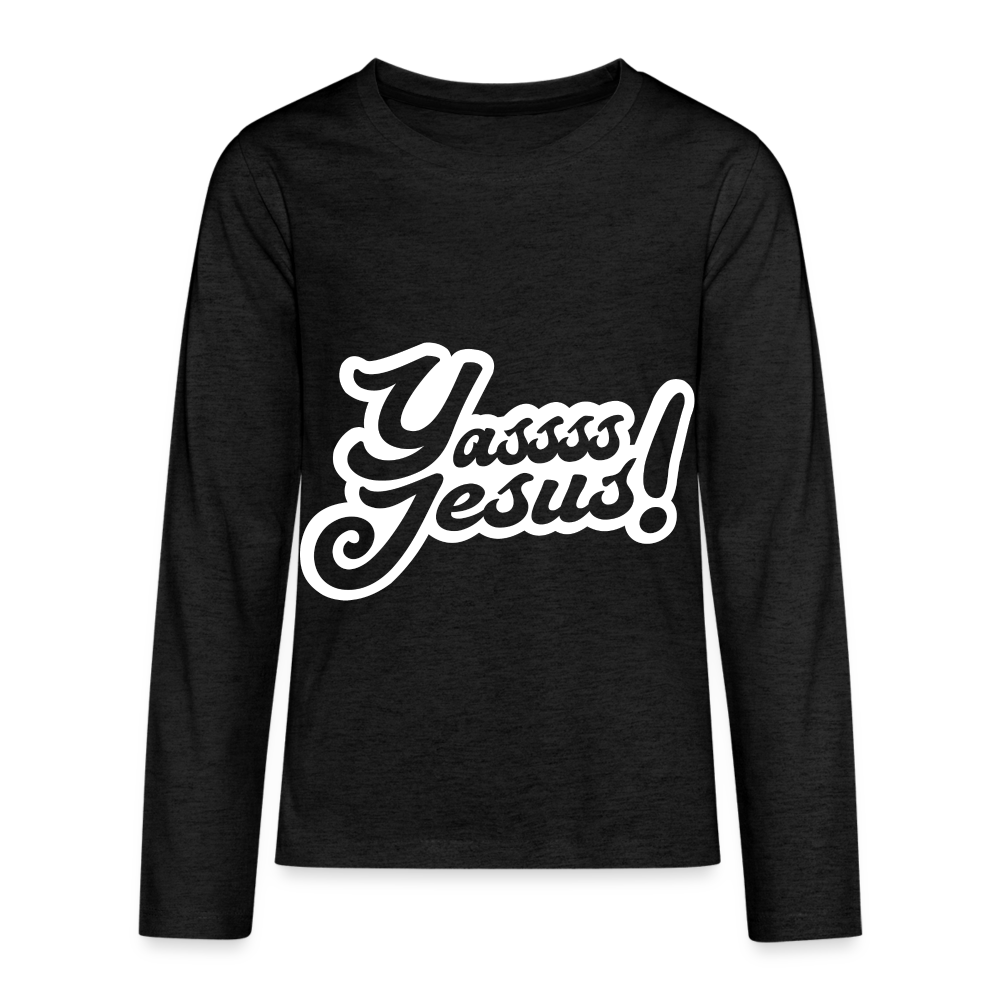 YASSS JESUS- Kids' Premium Long Sleeve T-Shirt - charcoal grey