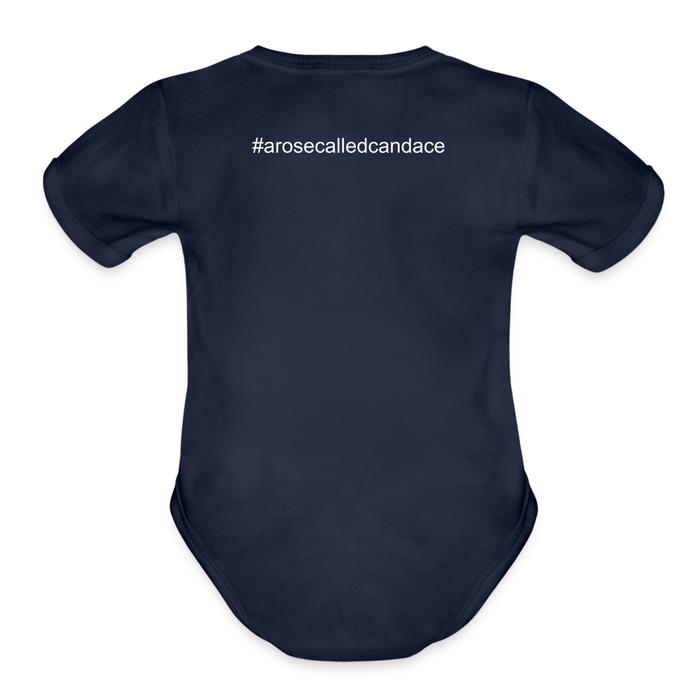 CHOOSE FREEDOM- Organic Short Sleeve Baby Bodysuit - dark navy