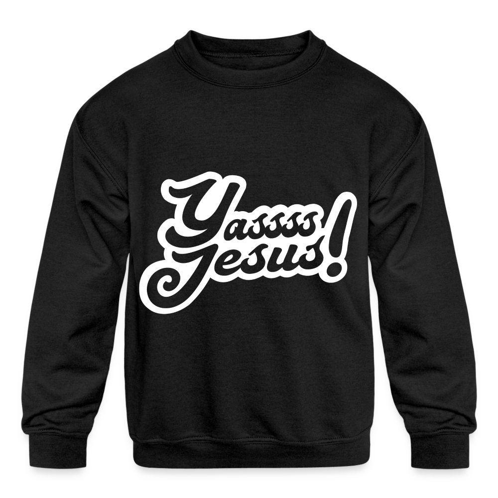 YASSS JESUS-Kids' Crewneck Sweatshirt - black