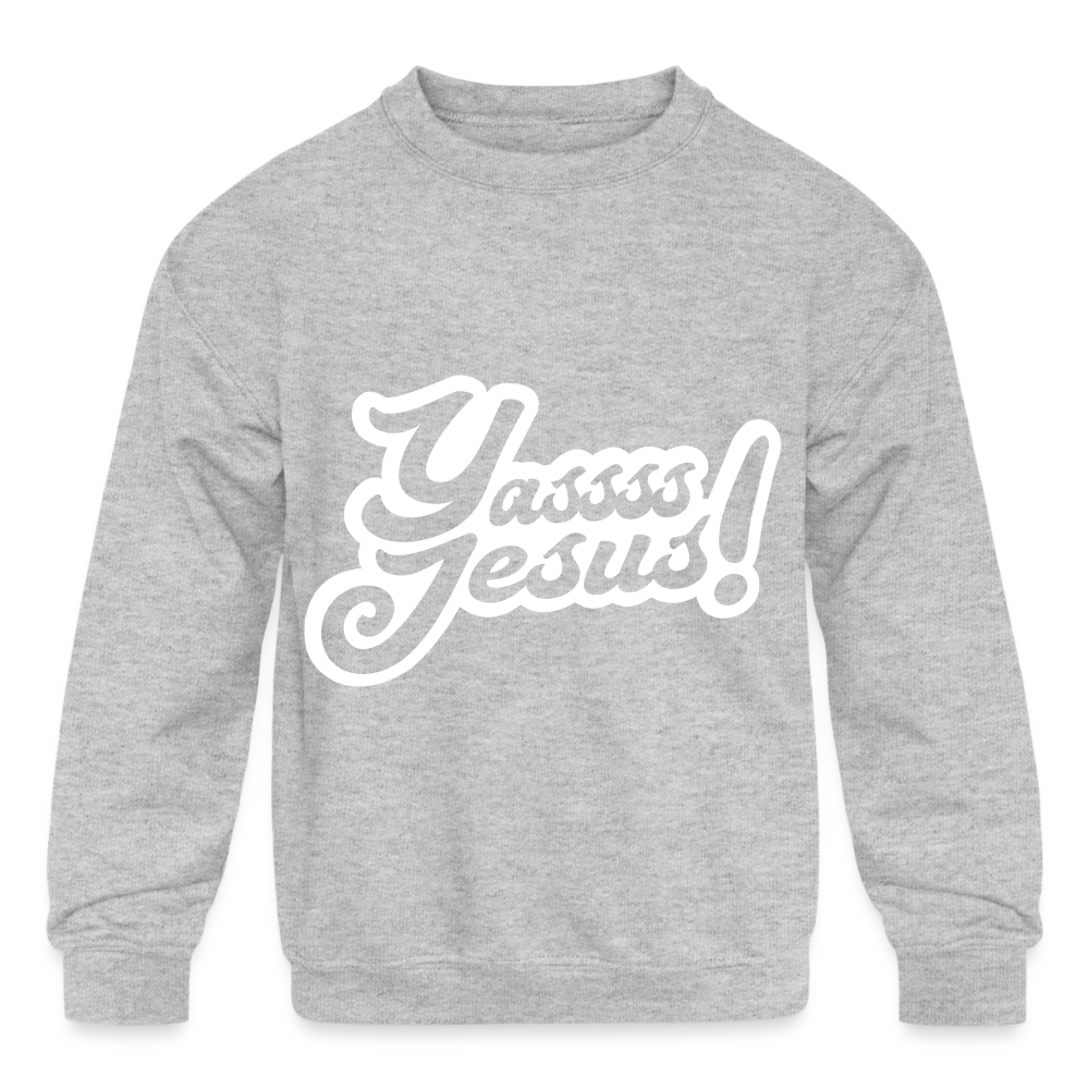 YASSS JESUS-Kids' Crewneck Sweatshirt - heather gray