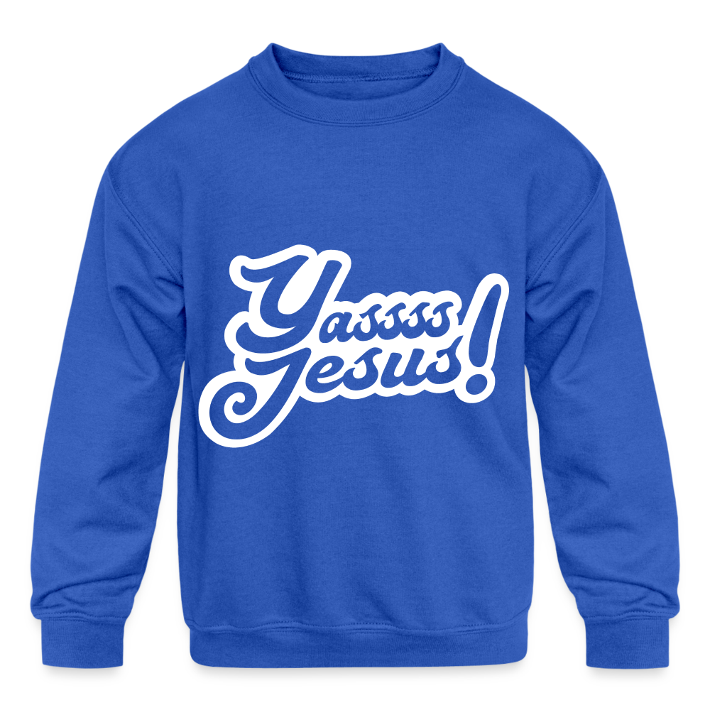YASSS JESUS-Kids' Crewneck Sweatshirt - royal blue