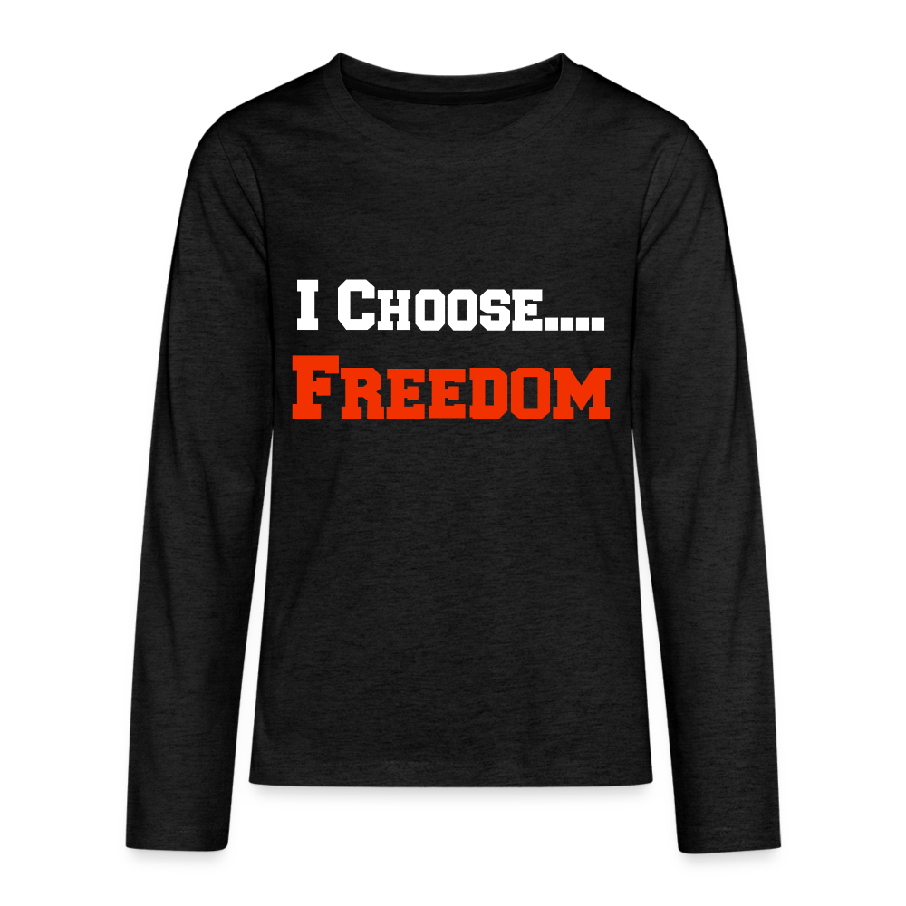 I CHOOSE FREEDOM- Kids' Premium Long Sleeve T-Shirt - charcoal grey